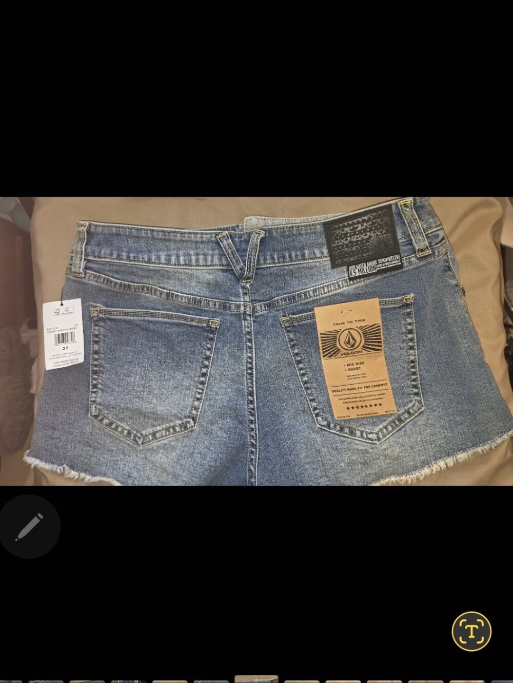 Volcom Light Blue Frayed Hem Women's Denim Jeans Shorts